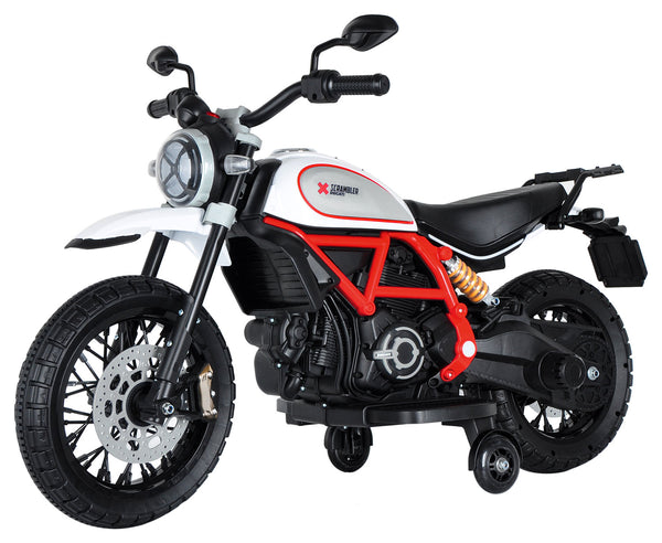 online Moto Elettrica per Bambini Licenza Ufficiale Ducati Scrambler 12V 3,5Ah Bianco