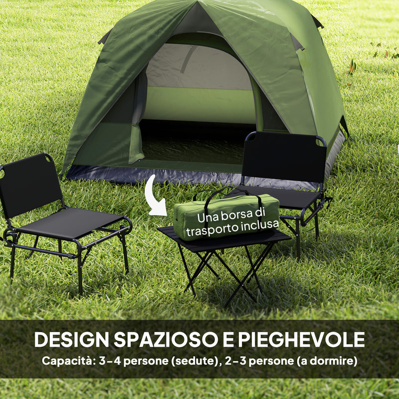 Tenda da Campeggio per 3 Persone Impermeabile 200x200x135H cm Impermeabile con Tasca e Gancio per Lanterna Verde   