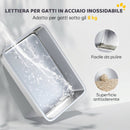 Lettiera per Gatti Chiusa 60,4x40,4x41,8 cm con Coperchio 2 Ingressi Paletta e Sacchetto Deodorante in Acciaio Inox e PP Grigio Chiaro      