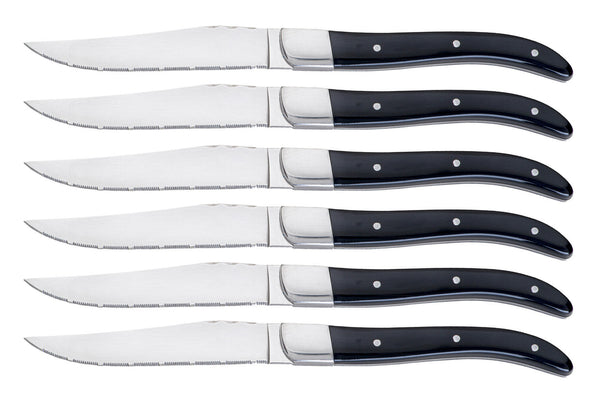online Set mit 6 Steakmessern mit Wellenschliff, schwarzer Alì-Acrylgriff