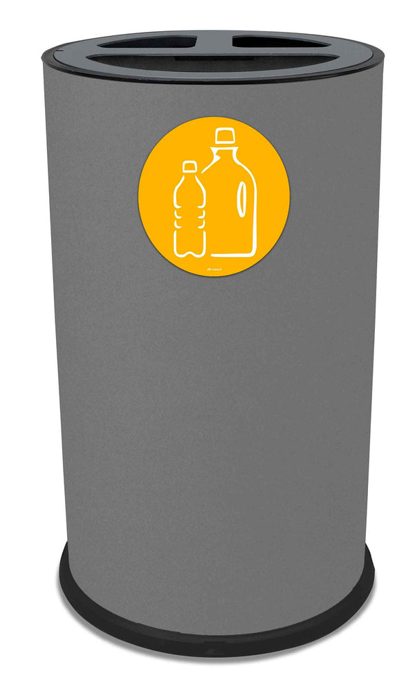 sconto Pattumiera Per Raccolta Differenziata Ø 35x50 cm In Acciaio Verniciato 3 Scomparti Grigio
