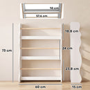 Libreria Montessoriana per Bambini 3-8 Anni a 3 Ripiani 60x15x73 cm in Truciolato Bianco      