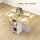 Tavolo Salvaspazio Pieghevole a 2 Ribalte per 2-4 Persone Quercia  