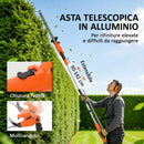 Tagliasiepi Elettrico con 2 Batterie 4000mAh e Palo Telescopico in Alluminio Arancione      