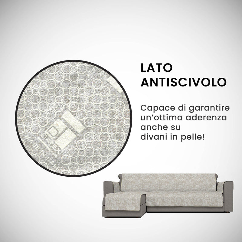 Copridivano con Penisola Sinistra in Poliestere e Cotone Beige Varie Misure