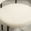 Set 2 Sedie Sala da Pranzo 51x51x76 cm in Tessuto Sherpa con Gambe in Acciaio Beige      