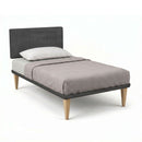Letto Singolo con Rete Rivestita Microfibra Grigio Tessis Testata Vertical Varie Misure