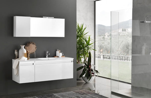 Badezimmer-Hängeschrank 136 cm TFT Bali Weiß Chrom prezzo