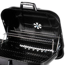 Barbecue a Carbone Carbonella con 2 Griglie Ripiano Laterale e Coperchio in Metallo Nero 