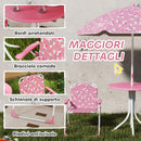 Set Tavolo e Sedie per Bambini con Ombrellone per Esterno in Acciaio Rosa      
