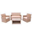 Set Salottino Polyrattan Naturale Divano Poltrone Tavolino per Arredo Giardino