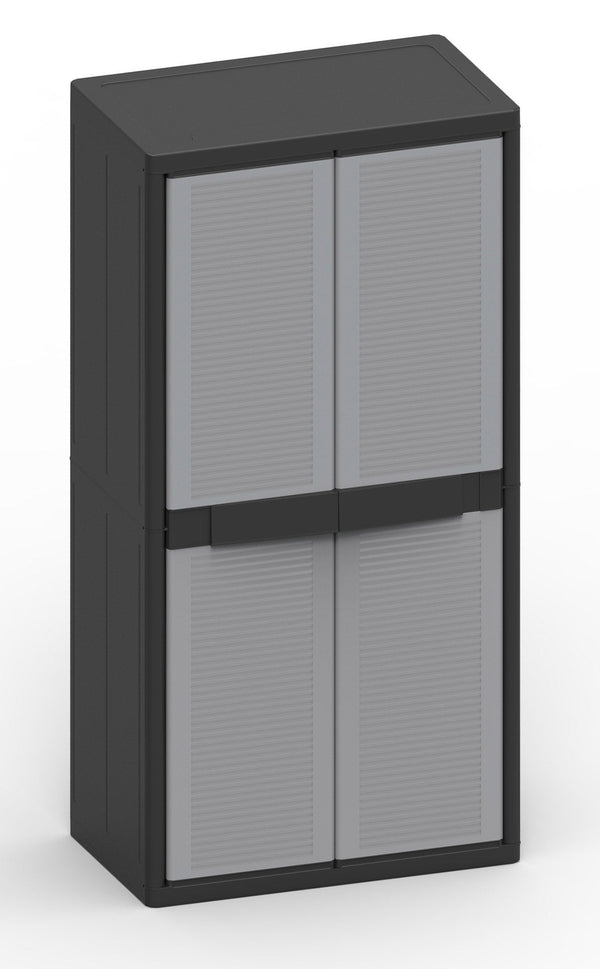 prezzo Armadio Modulare da Esterno 89,7x53,7x180 cm 2 Ante 3 Ripiani in Polipropilene Jumbo Cab Grigio e Nero