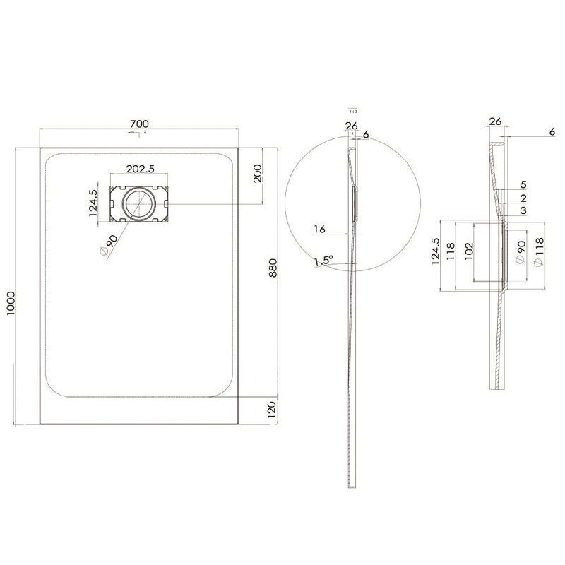 Piatto Doccia Effetto Pietra Filo Pavimento o Tradizionale Bianco