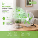Ventilatore Ricaricabile 5 in 1 Installazione Parete Appoggio Piantana Soffitto con Telecomando Bianco e Verde      