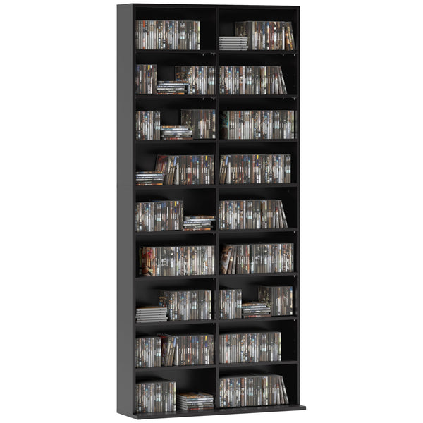 Libreria Porta CD e DVD 78,5x24x175 cm con 14 Ripiani Regolabili Nero acquista