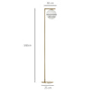 Lampada da Terra con Paralume 30x26x160 cm E27 in Metallo e Vetro Oro e Bianco