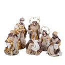 Set 6 Statuine Natalizie Natività 40 cm in Tessuto e Resina Oro