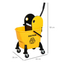 Secchio Lavapavimenti Professionale con Strizzatore Manuale 44x36x90 cm 4 Ruote e Maniglia in Metallo Giallo