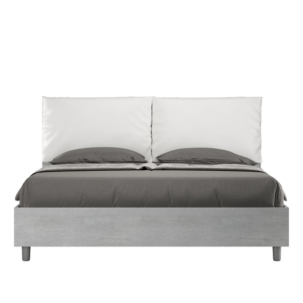 Letto Matrimoniale Struttura Cemento con Cuscini in Similpelle Egos Antea Bianco Varie Misure sconto