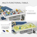 Set Tavolino con 2 Sedie per Bambini in MDF Bianco e Grigio