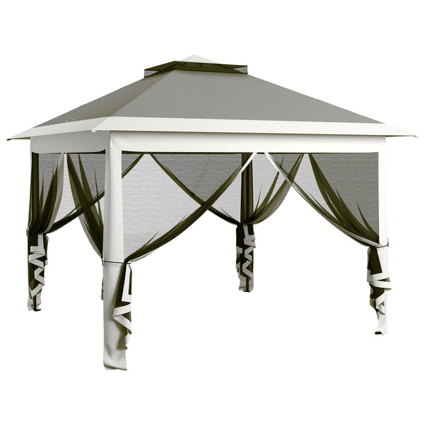 Gazebo da Giardino 330x330x280 cm Altezza Regolabile con Zanzariere in Metallo e Tessuto Oxford Grigio Scuro acquista