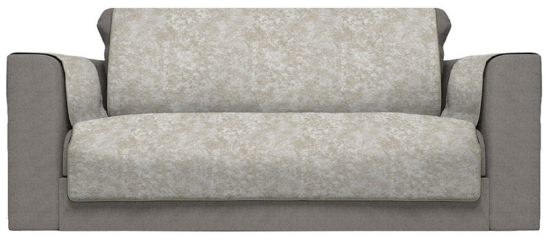 Copridivano con Copri Braccioli Seduta 150 cm in Poliestere e Cotone Beige