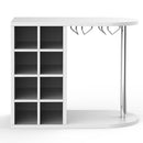 Scaffale Bar Cantinetta Vino da Parete 42x52x28 cm Cantina 8 Posti + Porta Calici in Legno Bianco      
