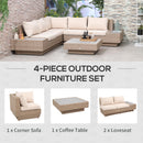 Set da Giardino Divano Angolare e Tavolino in Rattan Marrone chiaro