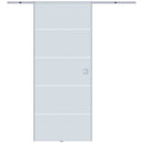 Porta Scorrevole Vetrata 90x205 cm Satinata a Strisce Trasparenti 