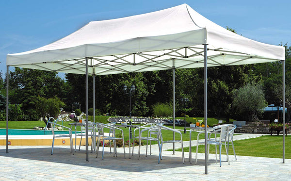 Faltbarer Gartenpavillon aus Aluminium 3 x 6 m Vorghini Flexibel Weiß online