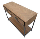 Console Malé 110x40x80 cm Legno di Abete e Impiallacciatura di frassino e MDF e in Ferro Marrone e Grigio