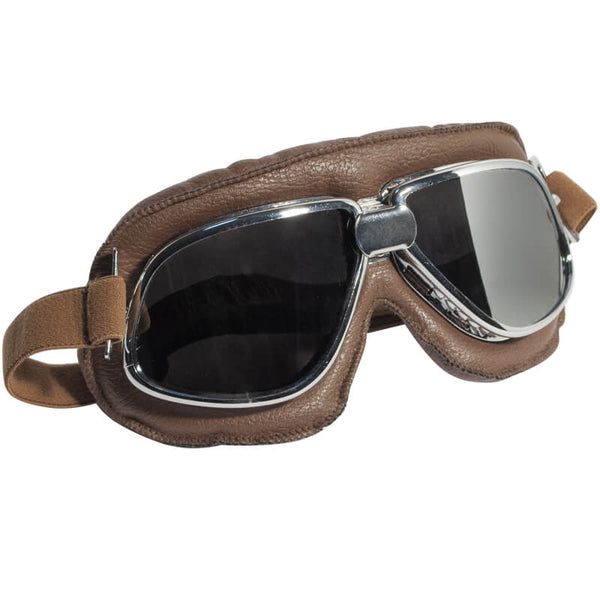 Motorradbrille aus Kunstleder mit verspiegelten Gläsern CGM Oldstyle 705V prezzo