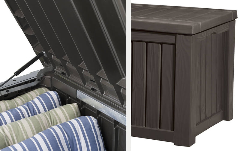 Baule Cassapanca da Esterno 155x64,4x72,4 cm in Resina Keter Rockwood Marrone