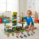 Garage GiocattoloMultilivello per Bambini con Dinosauri e Auto 5 Piani Multicolore