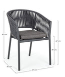 Set 4 Sedie 57x60x80h cm con Braccioli e Cuscini Florencia Antracite