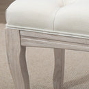 Panca Fondoletto Vintage Trapuntata a Bottoni 110x40x48 cm Tessuto Effetto Lino Beige 