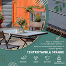 Set Tavolo e 6 Sedie Pieghevoli da giardino in Acciaio e Legno Marrone 