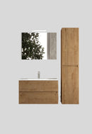 Mobile da Bagno Sospeso con Lavabo 90 cm e Specchio Urano Light Rovere Miele      