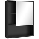 Armadietto con Specchio da Bagno con Mensole a Giorno 60x15x76cm Nero  