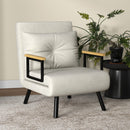 Poltrona Letto Singolo Reclinabile con Cuscino Sfoderabile in Tessuto Effetto Lino Crema  