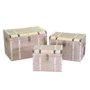 Set 3 Baule in legno sbiancato rettangolare 