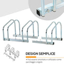 Rastrelliera Porta Biciclette 3 Posti 76x33x27 cm in Acciaio Argento