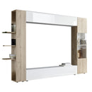 Parete Attrezzata Mobili Soggiorno Mobile TV Libreria Pensile e Mobile a Colonna TFT Akira 2 Bianco e Rovere