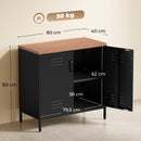 Credenza Stile Industriale 80x40x80 cm a 2 Ante con Ripiano Regolabile in Metallo Nero      