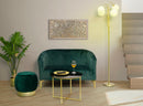 Puff Contenitore Paris Verde Ø41x41 cm Legno Spugna e Velluto Sintetico Verde e Oro