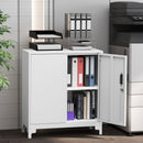 Armadietto Portadocumenti 80x35x91 cm con 2 Ante e Chiavi in Metallo Bianco  
