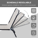 Lettino Prendisole Pieghevole da Giardino 197x58x26 cm in Acciaio e Tessuto Crema e Nero