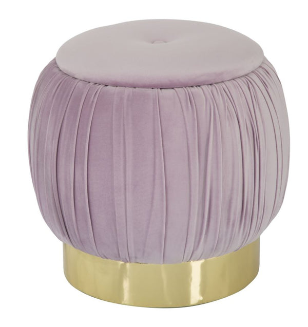 Puff Container Paris Pink Ø41x41 cm Schwammholz und rosa und goldener Synthetiksamt sconto