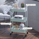 Carrello da Cucina a 3 Livelli 45x30,6x79 cm in Acciaio Azzurro  