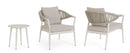 Set 3 Pezzi Salotto da Giardino con 2 Poltrone e Tavolino in Alluminio Corda Poliestere e Pietra Sinterizzata Millor Wall 